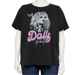 🆕 Dolly Parton Black Women’s Graphic Tee Shirt with Butterfly Size 0X